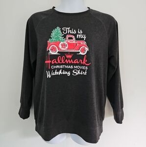 Dark Gray Hallmark Christmas Movies Watching Sweatshirt Size 2XL Long Sleeve
